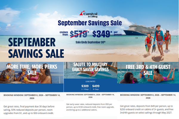 Carnival September Deal